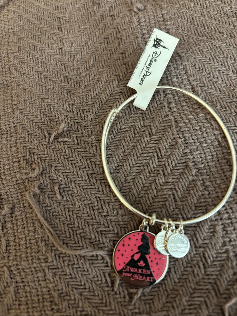 Disney Gold-Tone Bracelet with Pink 'Awaken Your Heart' Charm